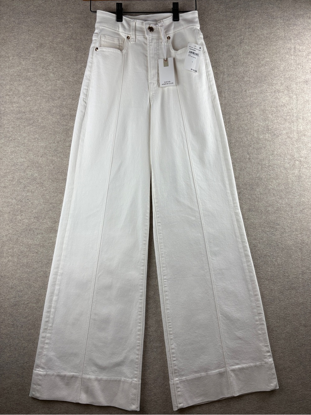 NWT Good American Good Waist Palazzo Jeans White Size 0/25 Wide Leg